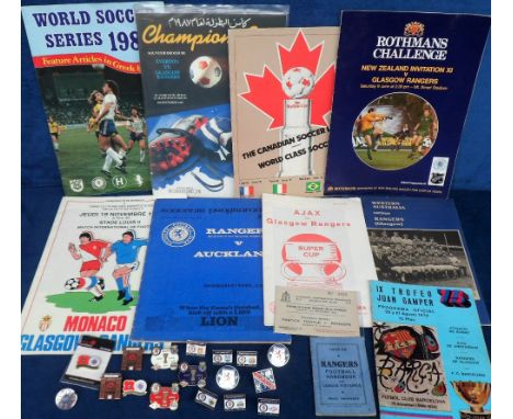 Football programmes &amp; memorabilia, Glasgow Rangers, selection, 9 programmes, Ajax v Rangers Super Cup 24 Jan 1973, Juan G