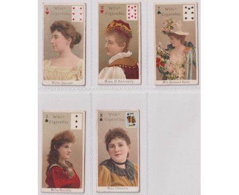 Cigarette cards, Wills, Actresses, (Brown back, P/C inset) 5 cards, 6H, 10H, 7C, 3S, &amp; KS (fair/gd)