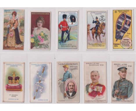 Cigarette cards, Salmon &amp; Gluckstein, 10 type cards, British Queens (1), Pretty Girls 'RASH' (1), Traditions of the Army 