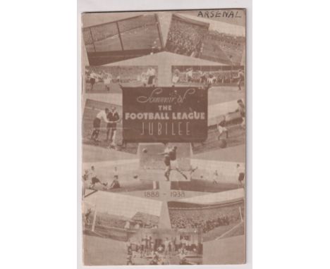Football programme, Arsenal v Tottenham, 20 August 1938, Football League Jubilee Trust Fund edition ('Arsenal' written to top