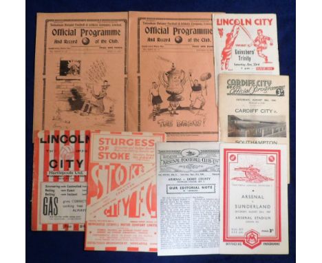 Football programmes, 8 programmes 1930/40's inc. Tottenham v Leicester 33/34, Tottenham v Birmingham 34/35, Arsenal v Sunderl