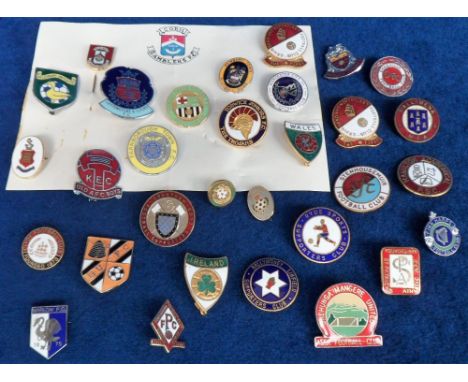 Football badges, a collection of 30+ enamel badges, 1960's/70's, featuring Non League, Scottish, Irish, New Zealand etc, note