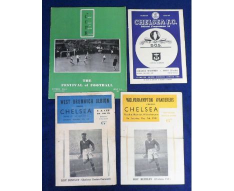 Football programmes, Chelsea FC, four programmes, two away match pirate issues by Walker of Smethwick for games at WBA &amp; 