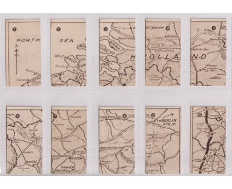 Cigarette cards, Edwards, Ringer &amp; Bigg, War Map, Western Front, Series 2, (Exmoor Hunt back) (set, 54 cards) (gd)