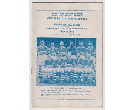 Football programmes, North American Tour, 1954, programme from the Tour match, v American All Stars, 30 May, 1954, played at 