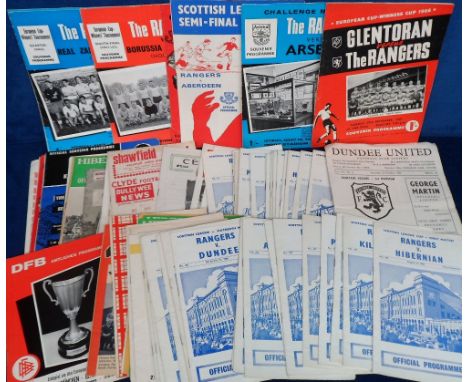 Football programmes, Glasgow Rangers home &amp; away programmes, 1965/6 (43) &amp; 1966/7 (48) including, League, Cup, Europe