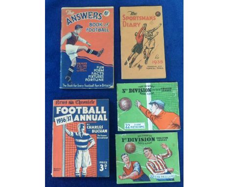 Football booklets, News Chronicle Football Annual 1936/37, The Topical Times Sportsman's Diary for 1935, Answers Book of Foot