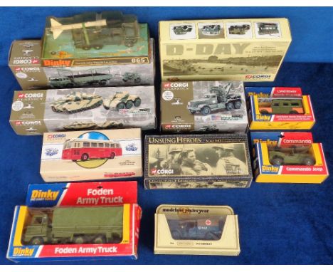 Model Cars, 11 boxed vehicles to include Dinky Honest John Missile Launcher, Corgi Unsung Heroes Mutt Recoilless Rifle Truck,