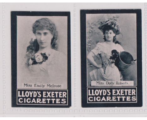 Cigarette cards, H.C. Lloyd &amp; Son Ltd, Actresses &amp; Boer War Celebrities, two cards, Actresses. Miss Emily Melrose &am