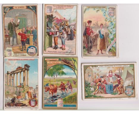 Trade cards, Liebig, 6 Italian sets, The Book ref S562, The Language of Flowers IV ref S563, Monuments of Ancient Rome ref S5