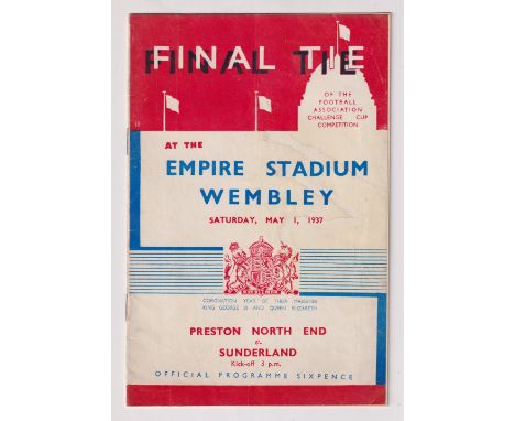 Football programme, FA Cup Final 1937, Preston North End v Sunderland (slight repairs, a few slight marks, gen gd) (1)