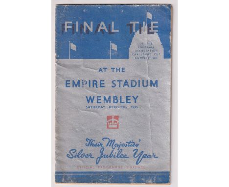 Football programme, FA Cup Final 1935, Sheffield Wednesday v West Bromwich Albion (creasing) (1)