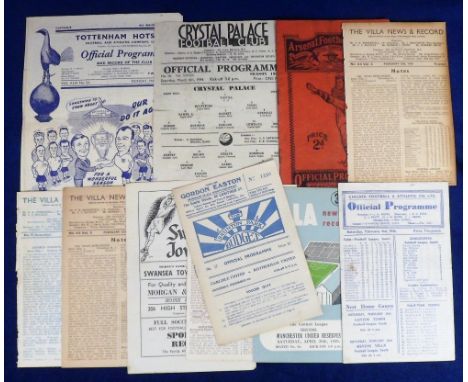 Football programmes, selection, 1938/9 to 1950/1, 11 programmes inc. Arsenal v Sunderland 1938/9, Crystal Palace v Charlton 4