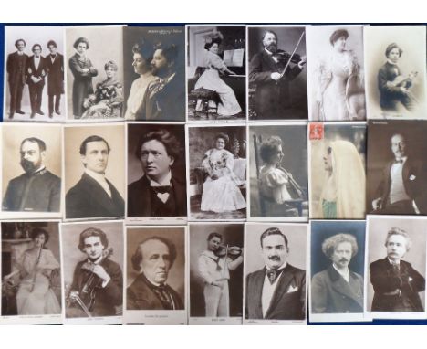 Postcards, a good music collection of approx. 49 cards, mostly RPs, inc. The Hambourgs, Mr &amp; Mrs Henry Wood, Sousa, Carus