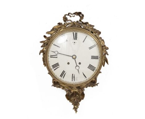 A FRENCH ORMOLU CASED CARTEL CLOCK, 19th Century, by A. Brocot, the circular enamel dial with Roman numerals enclosed within 