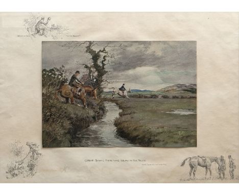 CHARLES JOHNSON PAYNE SNAFFLES (1884-1967)Great Banks There Was Below In The FieldsColoured lithograph, 49 x 68cm decorated i
