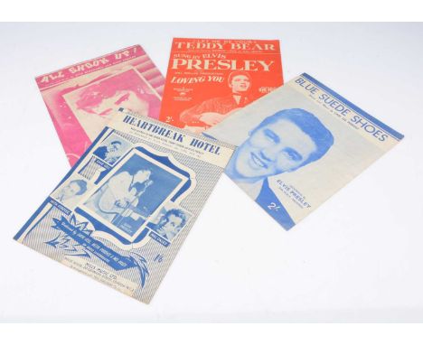 Elvis Presley Sheet Music  / Song Books, four original pieces of Elvis Sheet Music comprising Heartbreak Hotel, Teddy Bear, B