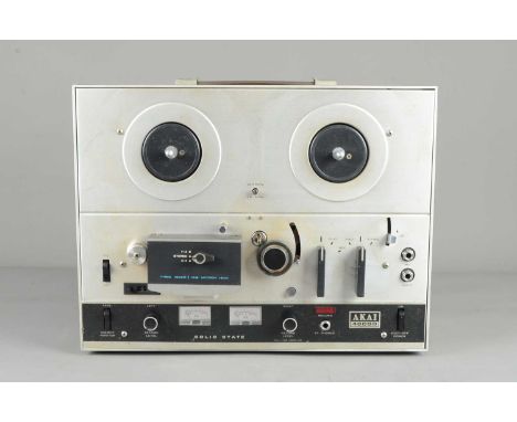 Akai Reel to Reel, Akai 4000D reel to reel tape recorder s/n 61006-02725 - a little damage to veneer, cover marked otherwise 