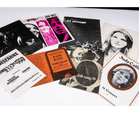 Folk Concert Programmes, eight UK programmes of mainly Folk and Folk Rock comprising Lindisfarne (Royal Festival Hall 1971), 