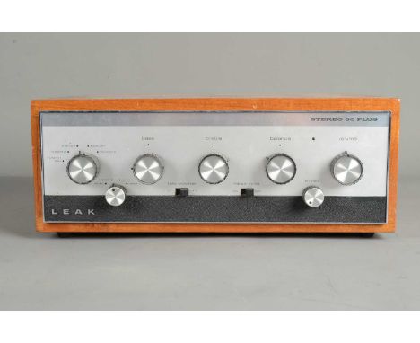 Leak Amplifier / Wharfdale Speakers, a Leak Stereo 30 Plus Amplifier s/n 83930 - a few scratches to case, otherwise in good c