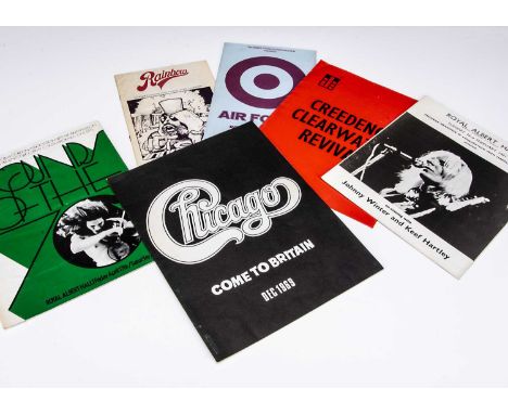 Rock Concert Programmes, six UK Concert programmes comprising Chicago 1969, Creedence Clearwater Revival 1970, Johnny Winter 
