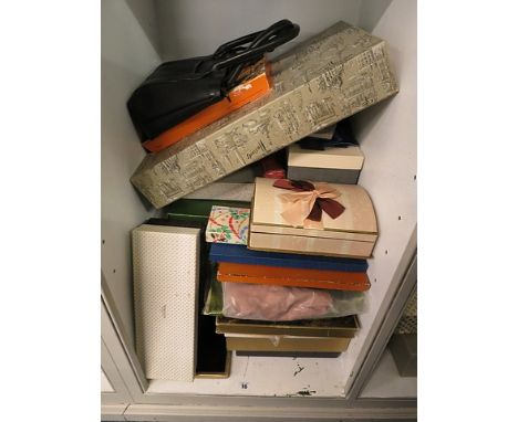 A good collection of vintage accessories include scarves, gloves, bags and shoes, including a boxed Hermes evening scarf