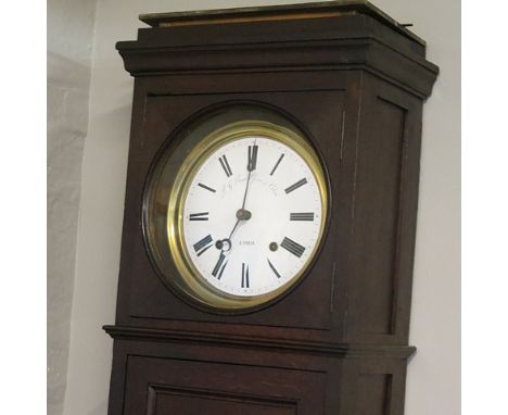 P G Reydor and frères et Colin, Paris, a 19th century king case clock having an enamel dial over a single long case