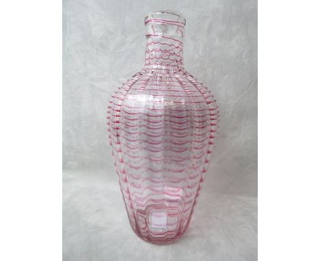 Barnaby Powell for Whitefriars circa 1930 a ruby thread on flint glass lamp base, pat no 8057, 12 high