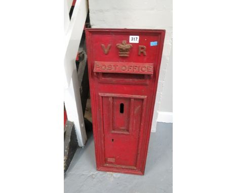 W T Allen LC2 London, a Victorian wall set post box, 28 3/8 x 10 3/8 x 12 7/8
