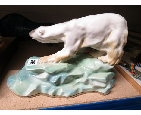 A 1930s Wade figure of a Polar bear on a rocky base A/F