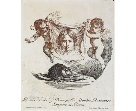 Nevay, James "Giacomo": (ca. 1730 Edingburgh - London 1811). Zwei Putti zeigen ein Tuch mit dem Bildnis Johannes des Täufers,