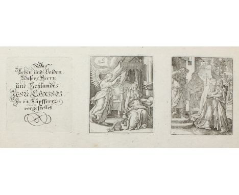 Anonymer Künstler.: Lebens- und Leidensgeschichte Christi. 64 Kupferstiche auf 22 Bl. Wohl 18. Jhdt. 21 x 34 cm.   R