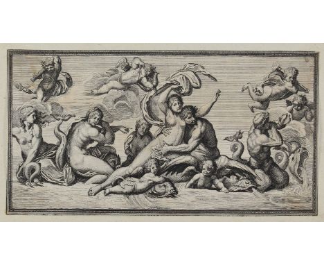 Galatea.: Teti e di Peleo. Kupferstich um 1700 nach dem Fresko von Raffael (Villa Farnesina, Rom). Ähnlich der Ausführung von
