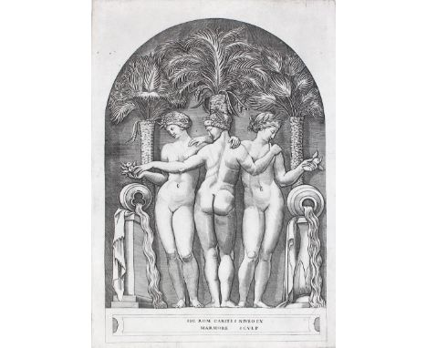 Raimondi, Marcantonio: (1475 Agini - Bologna 1534), nach. Die drei Grazien.2 Kupferstich. 19. Jhdt. Plgr. 35 x 25 cm. Blgr. 4