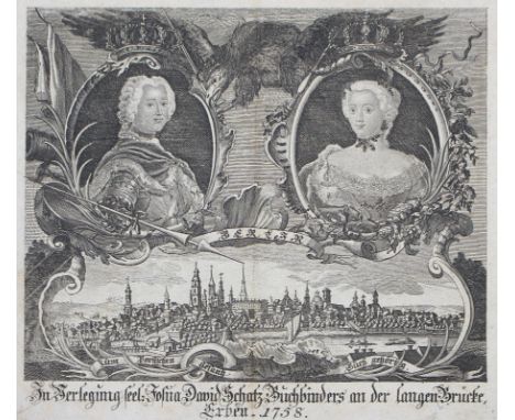 Thelott, Jakob Gottlieb.: (1708 - Augsburg - 1760. Muschelwerk mit Figuren. Kupferstich aus einer Folge von 4 Bl. Thelot(t) n