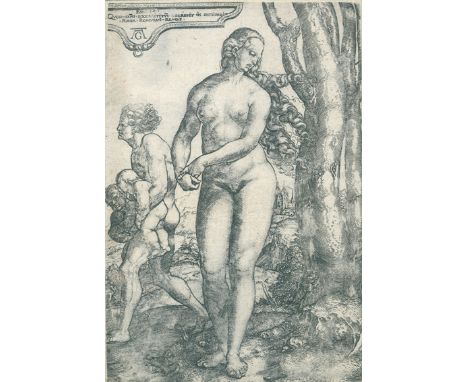 Aldegrever, Heinrich: (1502 Paderborn - 1561 Soest). Rhea Silvia. Kupferstich. Um 1530. 14,6 x 10 cm. Über den Rand beschn.  