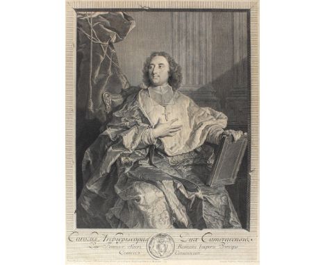 Schmidt, Georg Friedrich: (1712 Berlin 1775). Portrait des Louis Charles de Saint-Albin, Erzbischof von Cambrai. Sitzend mit 