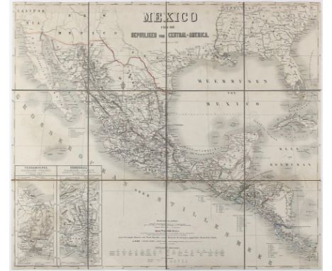 Mexico.: Mexico und die Republiken von Central-America. Mit 2 Nebenkarten zu Eisenbahnprojekten von Tehuantepec und Honduras.