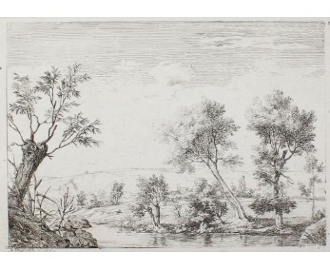 Grospietsch, Florian: (1789 Protzan/Schlesien - nach 1830). Flusslandschaft. Radierung, 1816. Plgr. ca. 12,2 x 18,2 cm, Blgr.