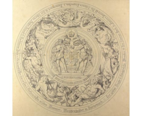 Buger, Ludwig (1825-1884).: (1825 Krakau - Berlin 1884), zugeschrieben. Bleistiftzeichnung im Rund, tls. mit Tusche. Mögliche