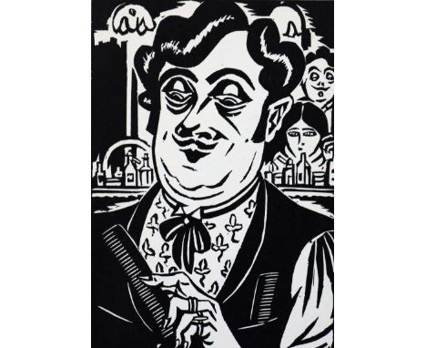 Masereel,F.: Figures et Grimaces. (Paris, Ecrivains Reunis) 1926. Mit 60 Orig.-Holzschn. v. Frans Masereel. 5 Bl. Obrosch. mi