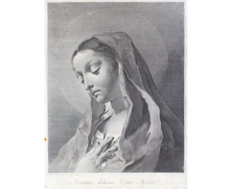 Pitteri, Marco Alvise: (1702 Venedig 1786). Tritinatis delicia Virgo Maria. Kupferstich nach G.B.Piazzetta. Plgr. ca. 43,5 x 