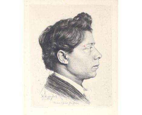 Stauffer-Bern, Karl: (1857 Trubschachen - Florenz 1891). Portrait Peter Halm. Lithographie. 1887. Gedr. von der Gesellschaft 