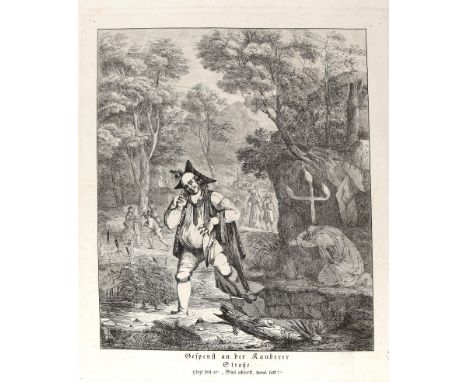 Reinhardt, Sophie: (1775-1843). 7 Radierungen mit Darstellungen in oder um Schopfheim. Plgr. je ca. 31 x 26 cm, Blgr. ca. 44 