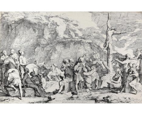 Rosa, Salvator: (1615 Aranella - Rom 1673). Die Kreuzigung des Polycrates. Radierung. Plgr. 46 x 69,5, Blgr. 51,5 x 76,3 cm. 