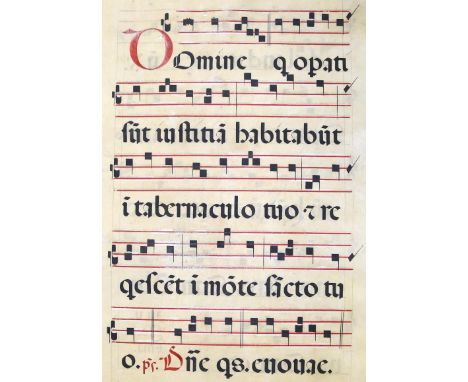 Antiphonar.: 4 beidseit. beschrieb. Bl. aus einer latein. Notenhandschrift auf Pergament. Um 1500. Blgr. ca. 74 x 48 cm. Quad