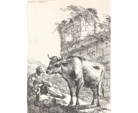 Roos, Johann Heinrich: (1631 Otterberg - Frankfurt a. M. 1685). Szenen ruhender Schafherden. 7 Radierungen. 10,5 x 16 - 11,5 