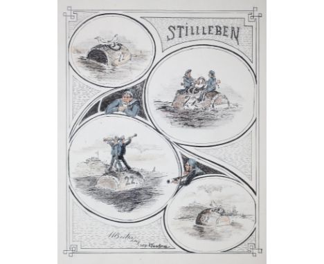 Tuschner,L. (Kopiert nach M.Becker).: Stillleben. Illustr. Titel und 15 Bl. aquarellierte Tuschezeichnungen tls. über Bleisti