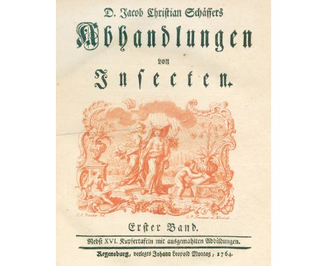 Schäffer,J.C.: Abhandlungen von Insecten. 3 in 2 Bdn. Regensburg, Montag 1764-79. Kl.4°. Mit 48 (davon 1 dplblgr.) kolor. Kup