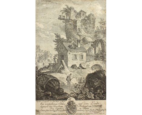 Schütz, Carl: (1746 Laibach - Wien 1800). Ein verfallenes Schlos (!) auf dem Lande. Radierung mit WZ "Zwei Wappen". 22,3 x 15